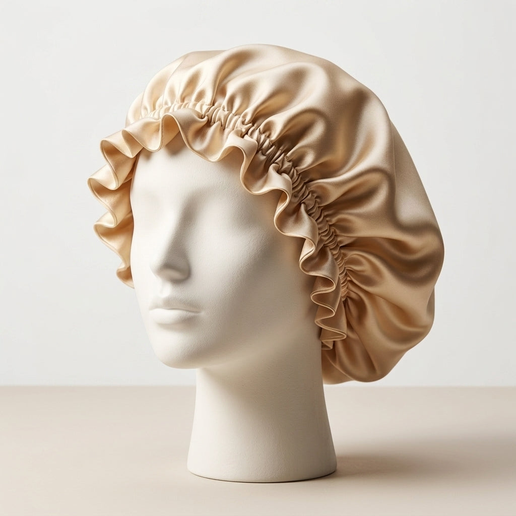 Bonnet de Nuit en Soie de Mûrier Momme Double Volant