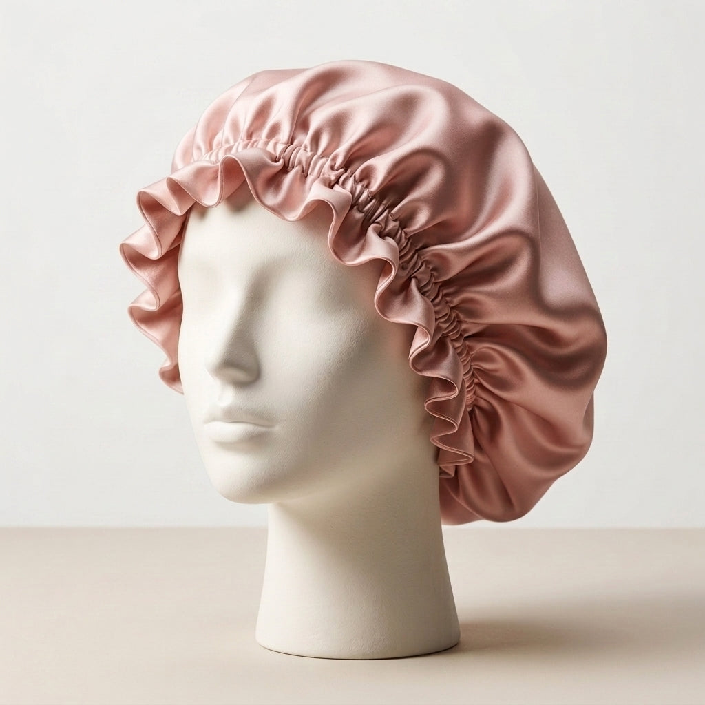 Bonnet de Nuit en Soie de Mûrier Momme Double Volant