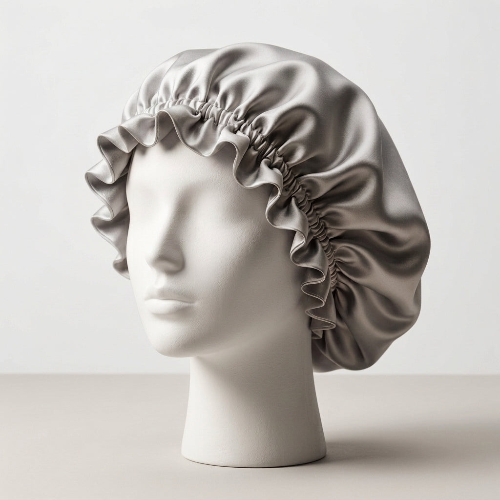 Bonnet de Nuit en Soie de Mûrier Momme Double Volant