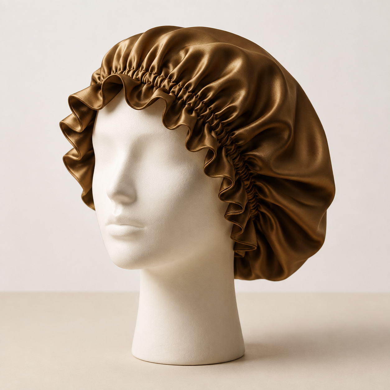 Bonnet de Nuit en Soie de Mûrier Double Volant