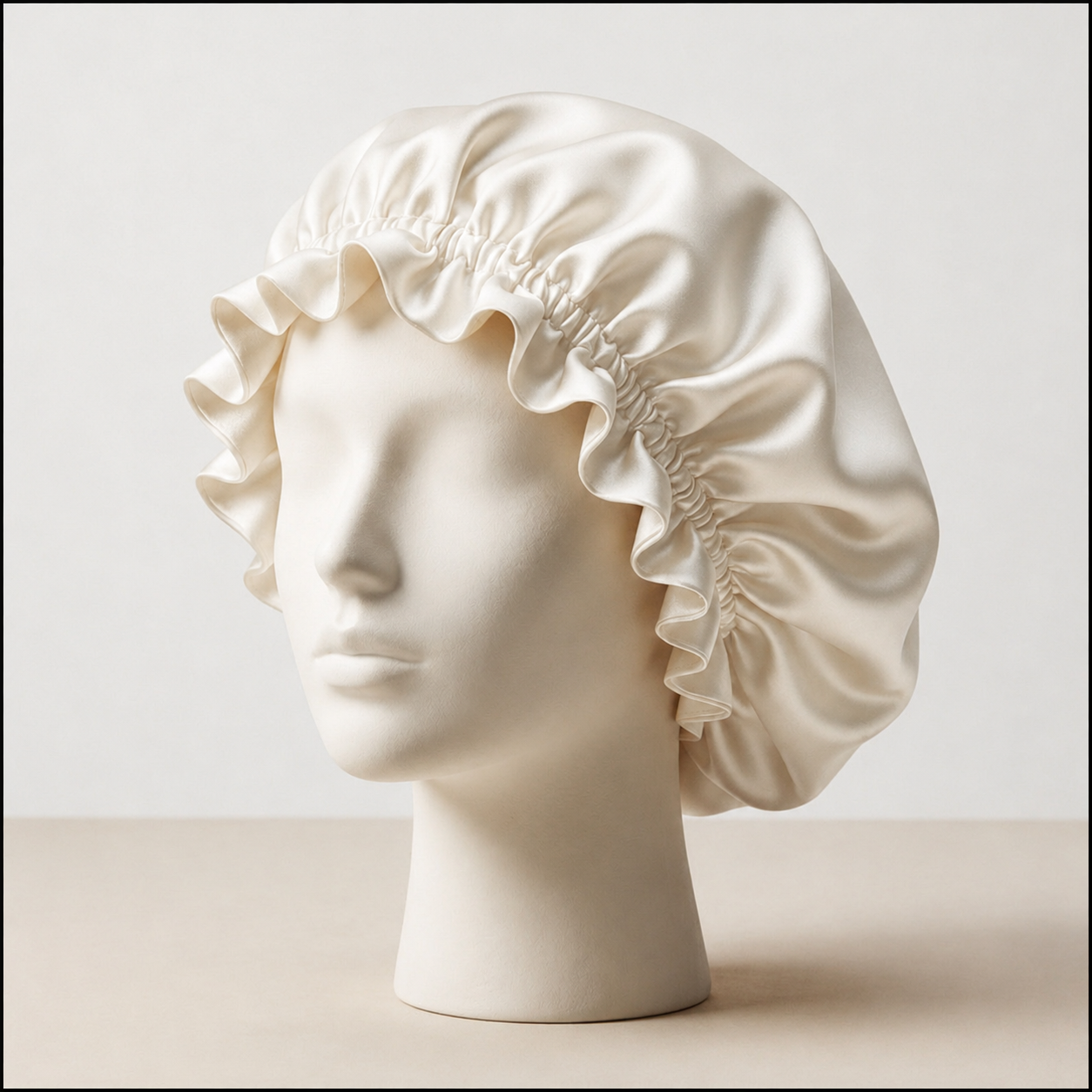Bonnet de Nuit en Soie de Mûrier Double Volant