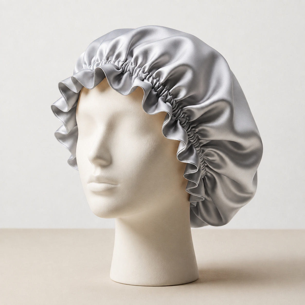 Bonnet de Nuit en Soie de Mûrier Double Volant