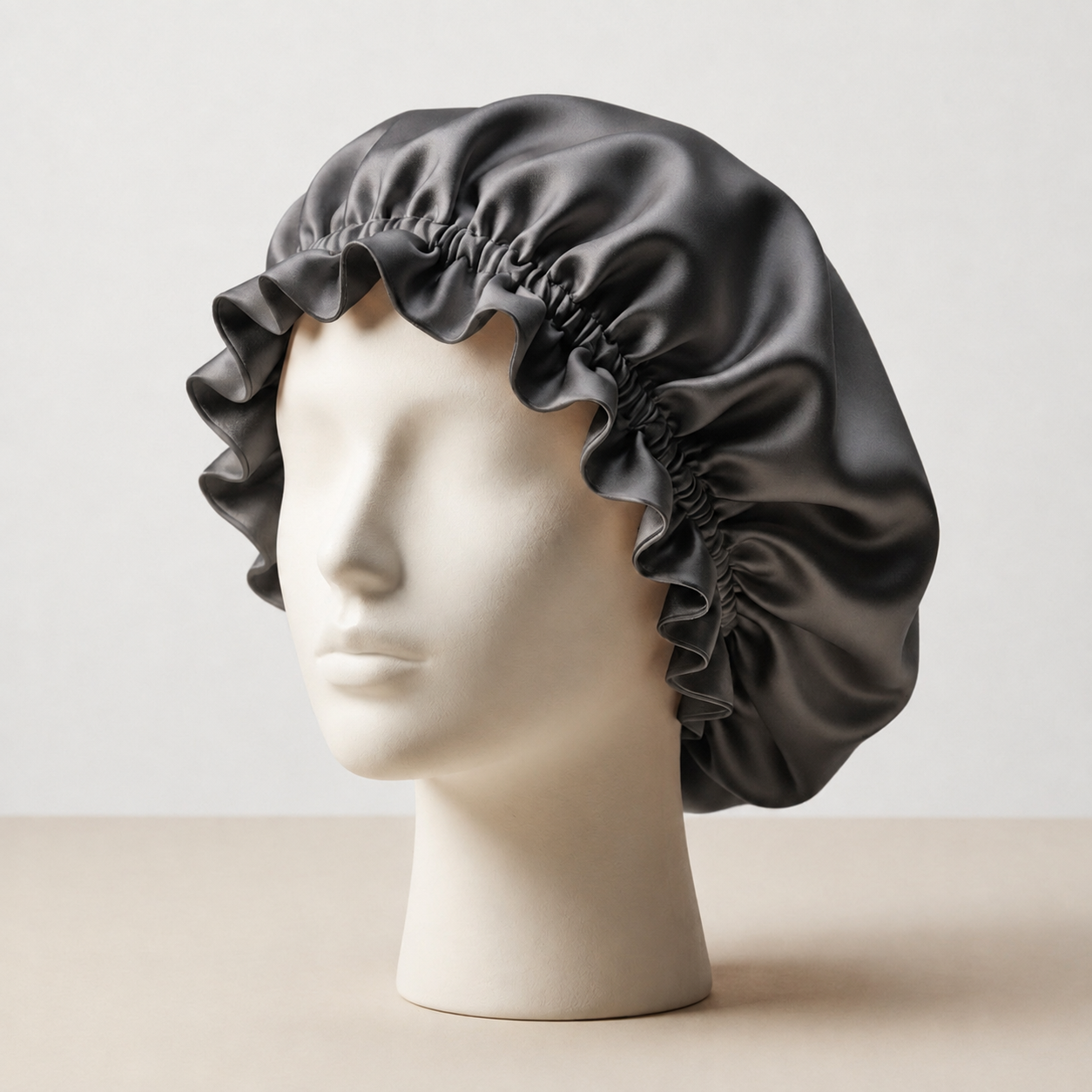 Bonnet de Nuit en Soie de Mûrier Double Volant