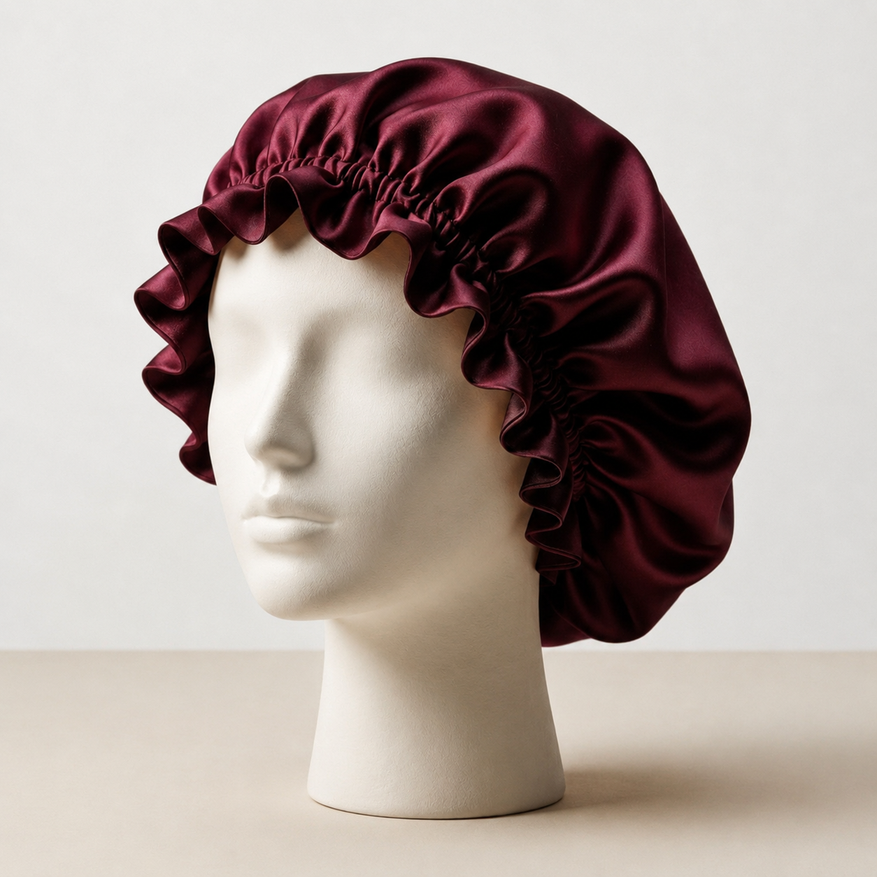 Bonnet de Nuit en Soie de Mûrier Double Volant