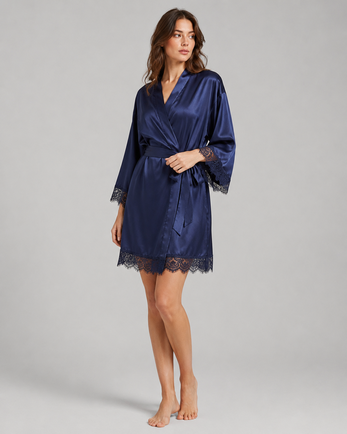 Ensemble nuisette et peignoir en pure soie de mûrier 22 mommes