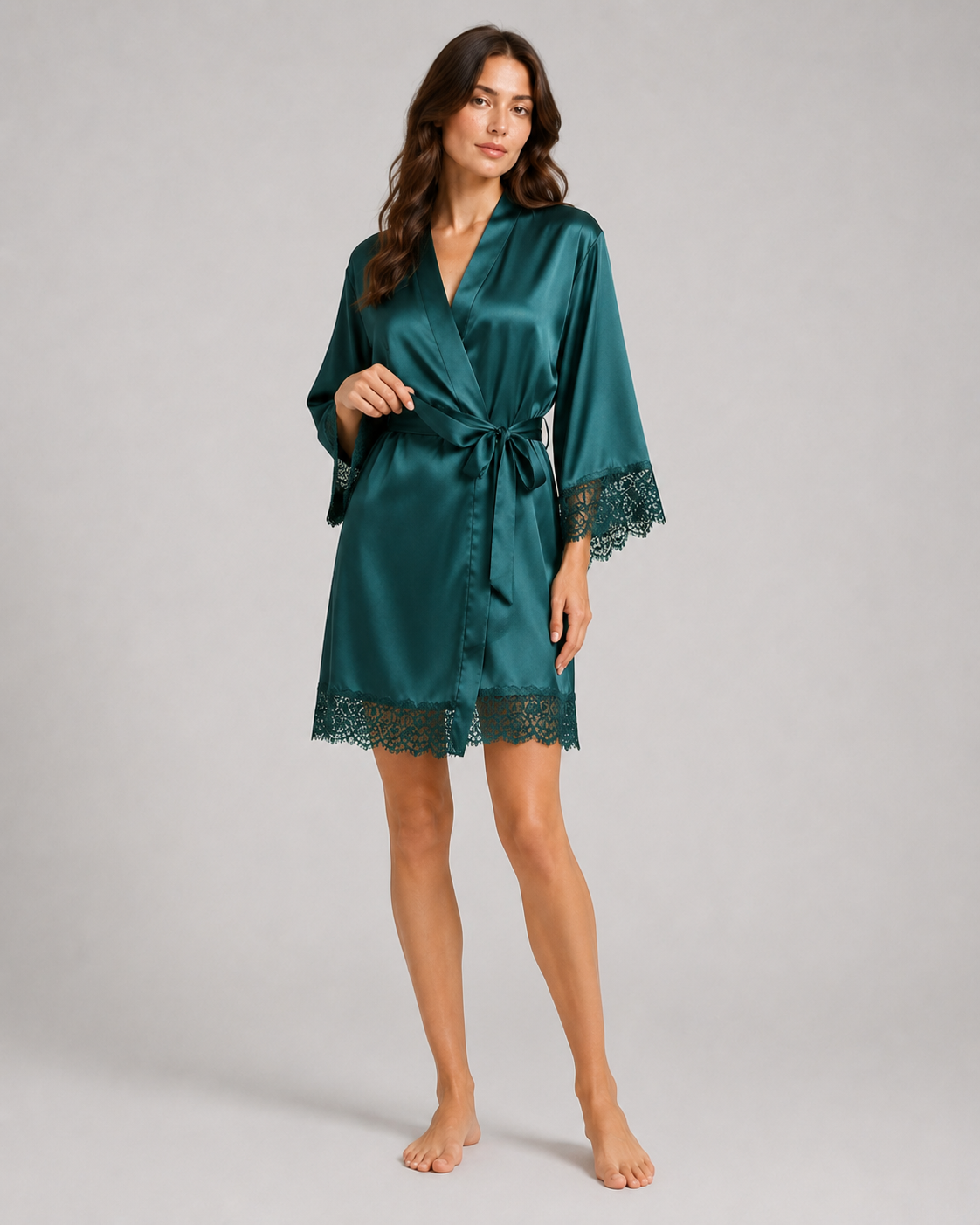 Ensemble nuisette et peignoir en pure soie de mûrier 22 mommes